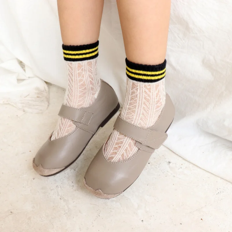 Летние носки в полоску для маленьких мальчиков и девочек 4 вида цветов короткие