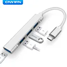 USB-концентратор onlan с 4 портами USB 3,0, USB-разветвитель Type-C, USB 3,0 2,0, кардридер TF SD для ПК, компьютера, HUAWEI Matebook