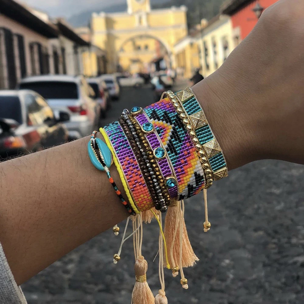 

BLUESTAR 2021 Women Bracelet MIYUKI Bead Bracelets Micro Pave Pulseras Mujer Handmade Woven Bracelets