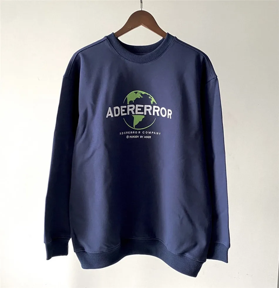 

2021FW Oversize Earth Embroidery Ader Error Sweatshirts Men Women Casual Black Blue White Adererror Pullovers With Tags