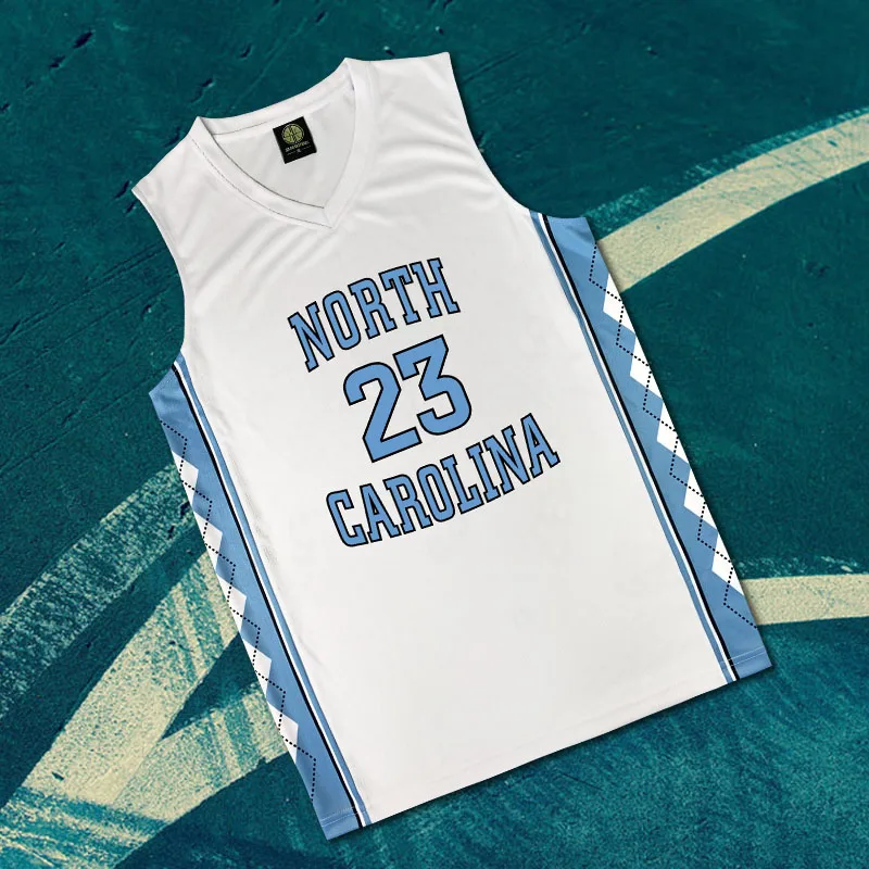 Северная Каролина 23 # комплект баскетбольных Джерси быстросохнущая дышащая