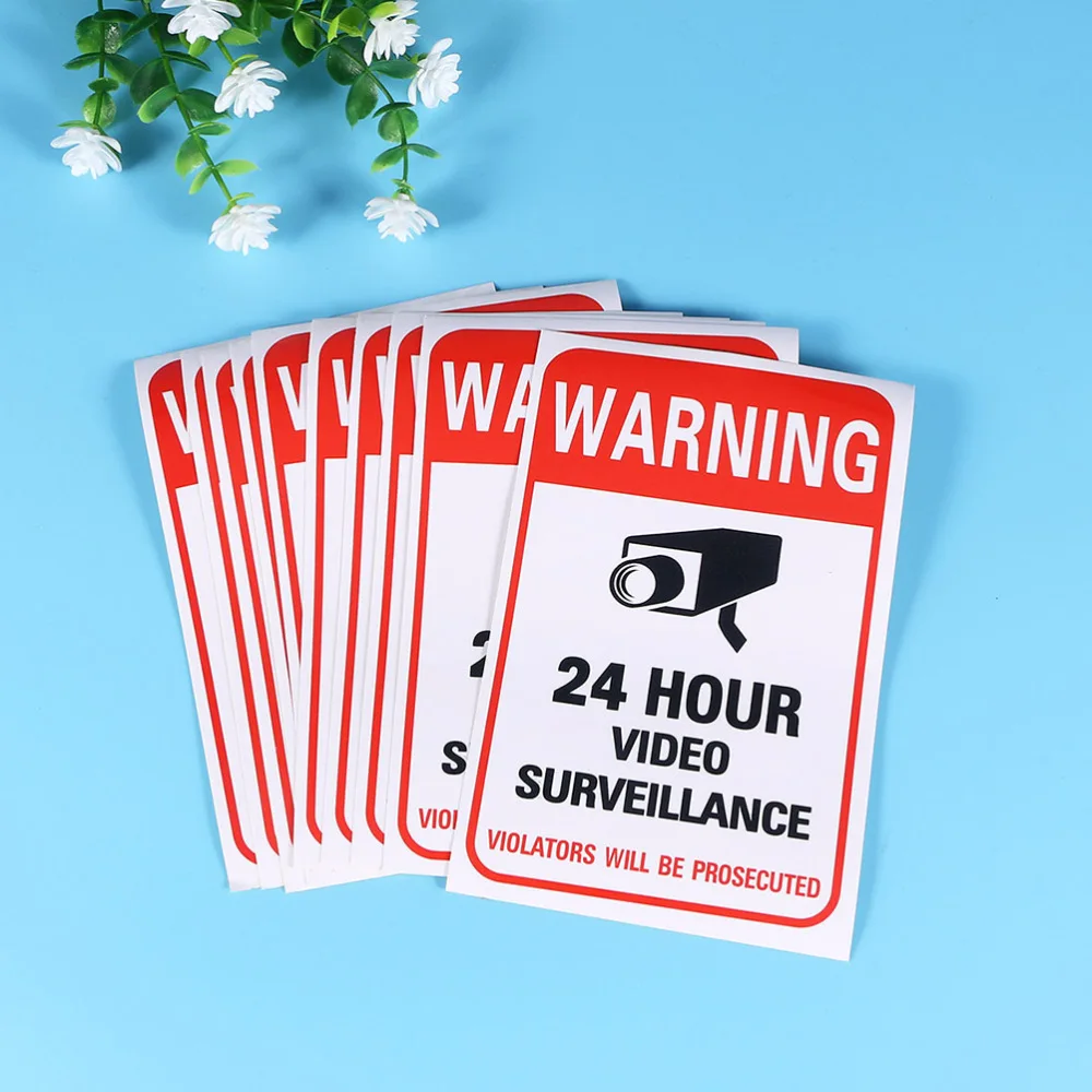 

50Pcs Video Warning Stickers Adhesive Video Surveillance Signs Warning Signs