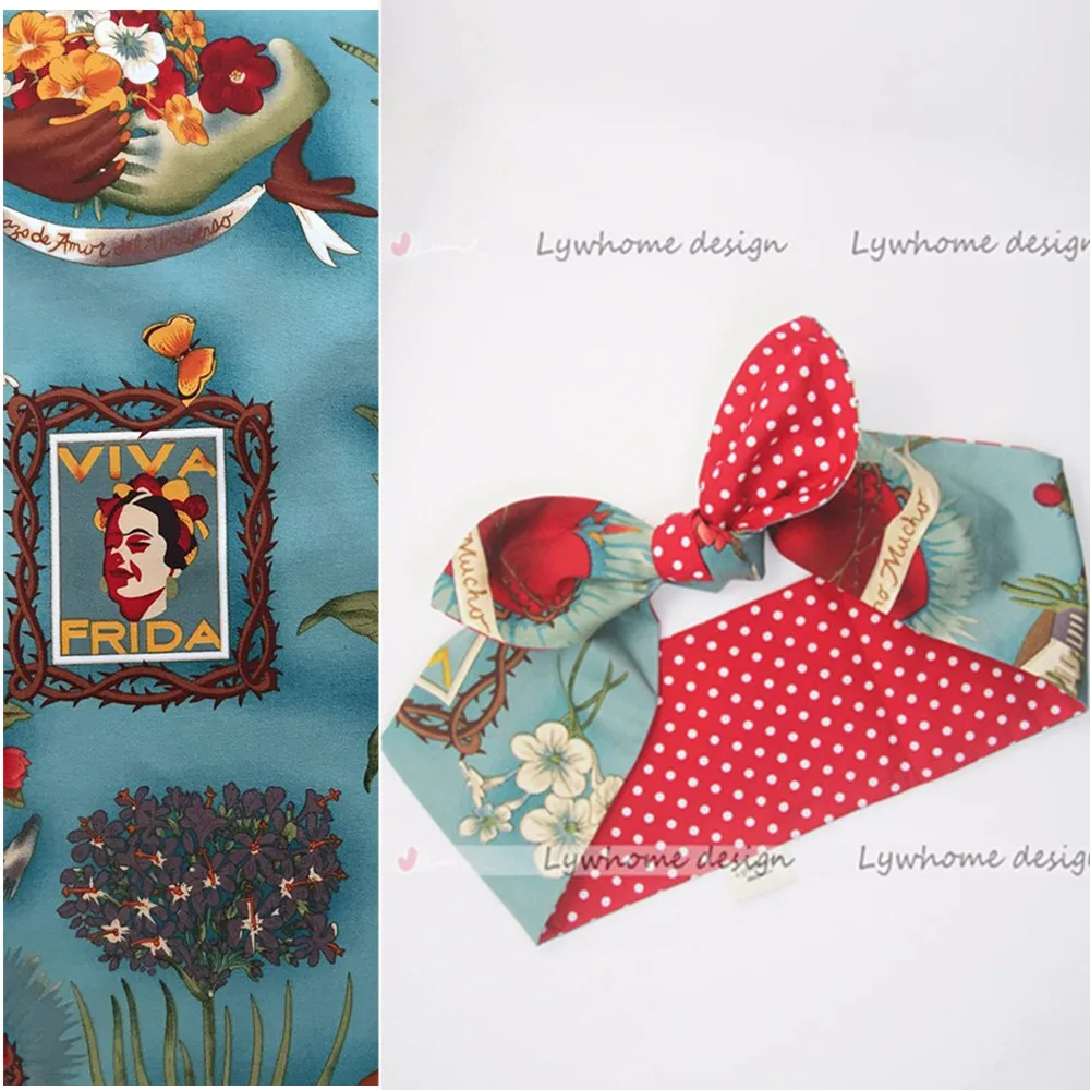 Женская винтажная бандана в горошек с бантом и ручной работы |