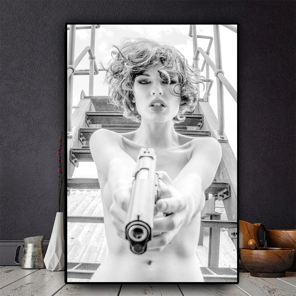 Черно-белая сексуальная обнаженная леди настенная Картина на холсте постер
