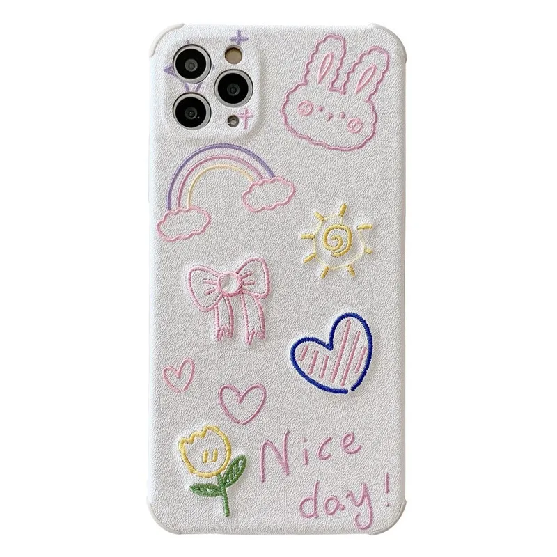 

For iphone Case,Cute Drawing Rabbit Case For iphone 11Pro Max Soft TPU Back Protective Cover For Iphone 11/XS/SE 2020 Case