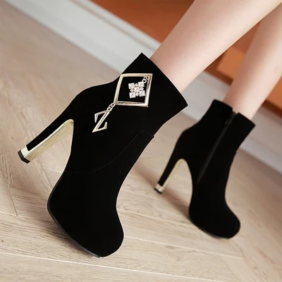 

Frosted high-heeled women's boots 2021 autumn and winter new thick-heel fashion all-match women's boots