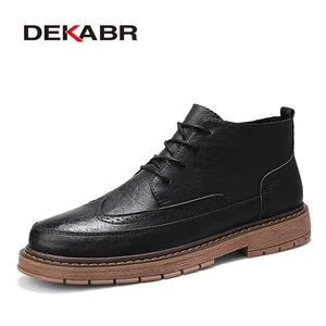 Мужские кожаные ботильоны DEKABR, в стиле Брок, деловые рабочие ботинки, увеличивающие рост