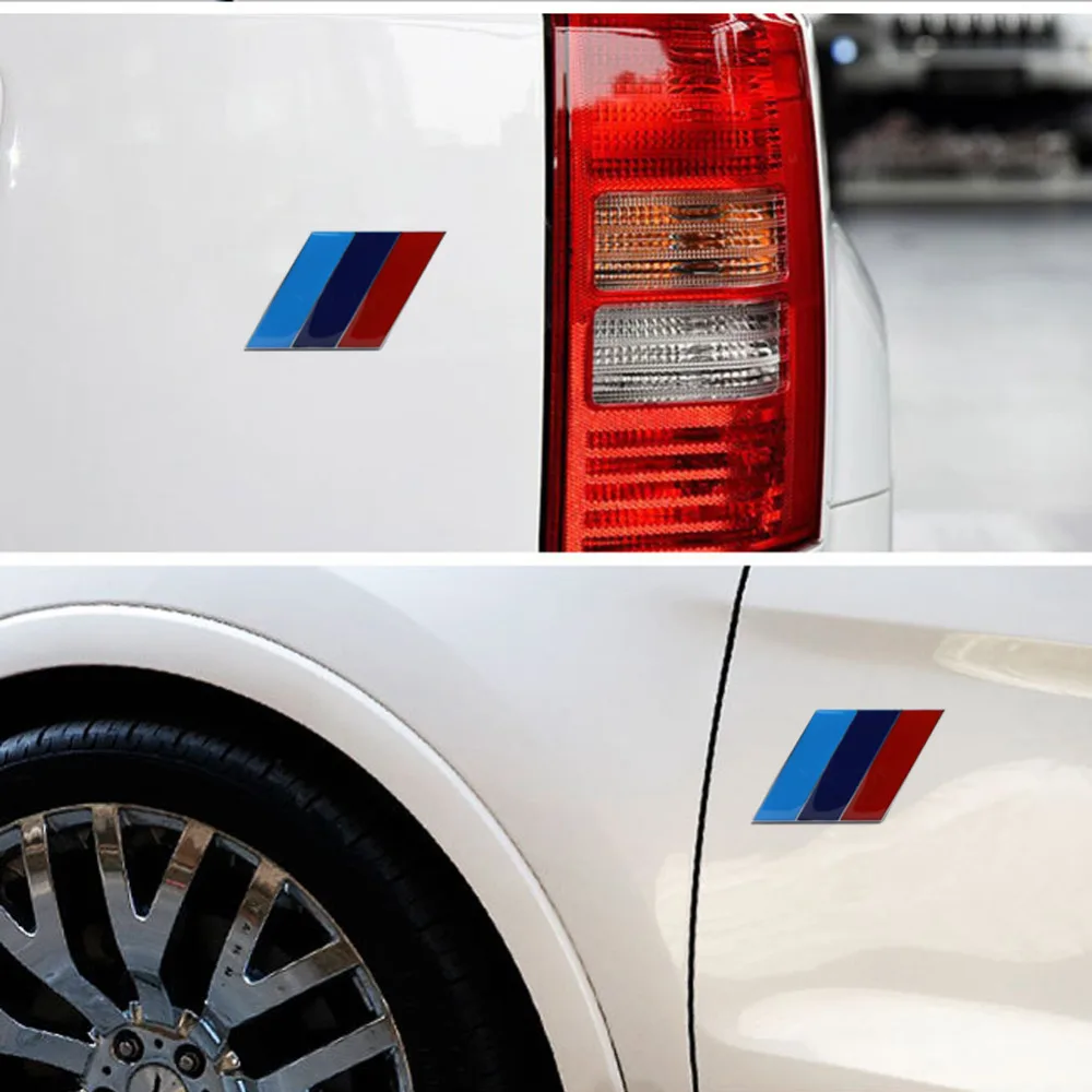 

2Pcs/Pair 3D Metal Tricolor Car Body Side Rear Trunk Emblem Badge for ALL Models BMW X1 X3 X5 X6 1 3 5 6 7 Series