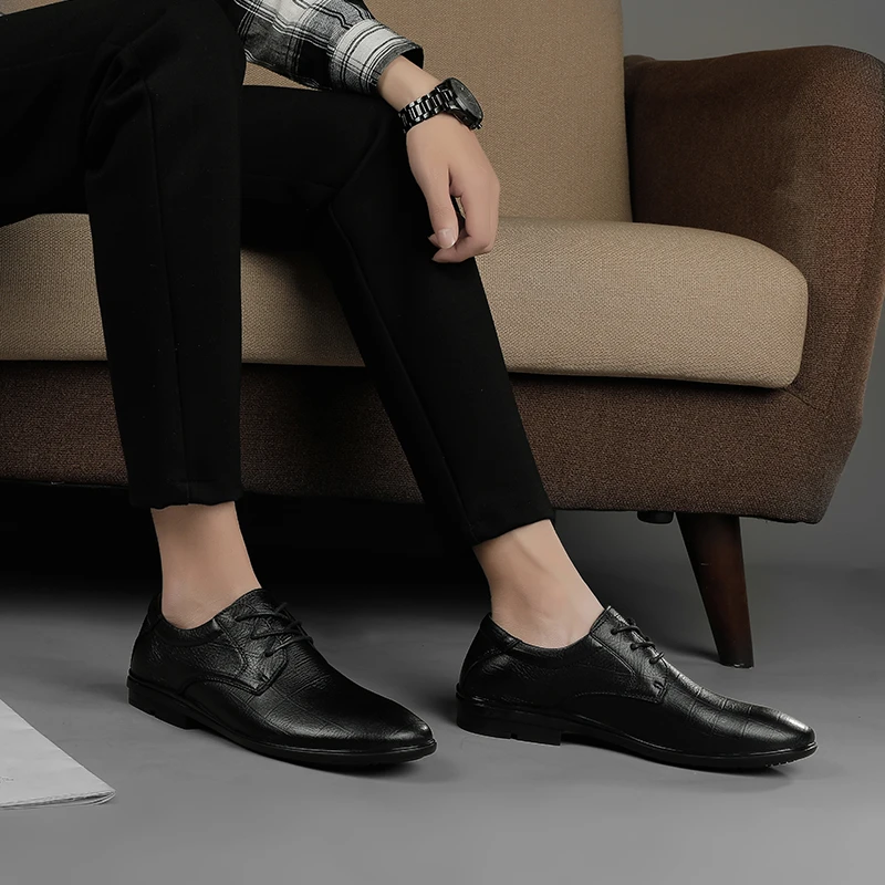 

Туфли мужские классические, натуральная кожа, на шнуровке, стиль ретро