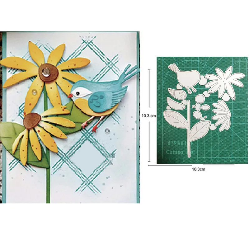 

Craft Dies Wildflower Bird Metal Cutting Dies Stencils Dies For DIY Scrapbooking Dies Paper Craft Card Making Embossing Dies Cut