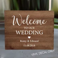 Simple Rustic Wedding Decoration Vinyl Decal Sticker Welcome to our WEDDING Art Decals Wood Board Custom Any Names Date D908