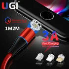 УГИ 360  Type C кабель вращающегося магнитного кабеля 3A быстрой зарядки для мобильного телефона для IOS USB C зарядный кабель Micro USB для подключения кабеля к кабелю для Xiaomi mi; Большие размеры 9, 10