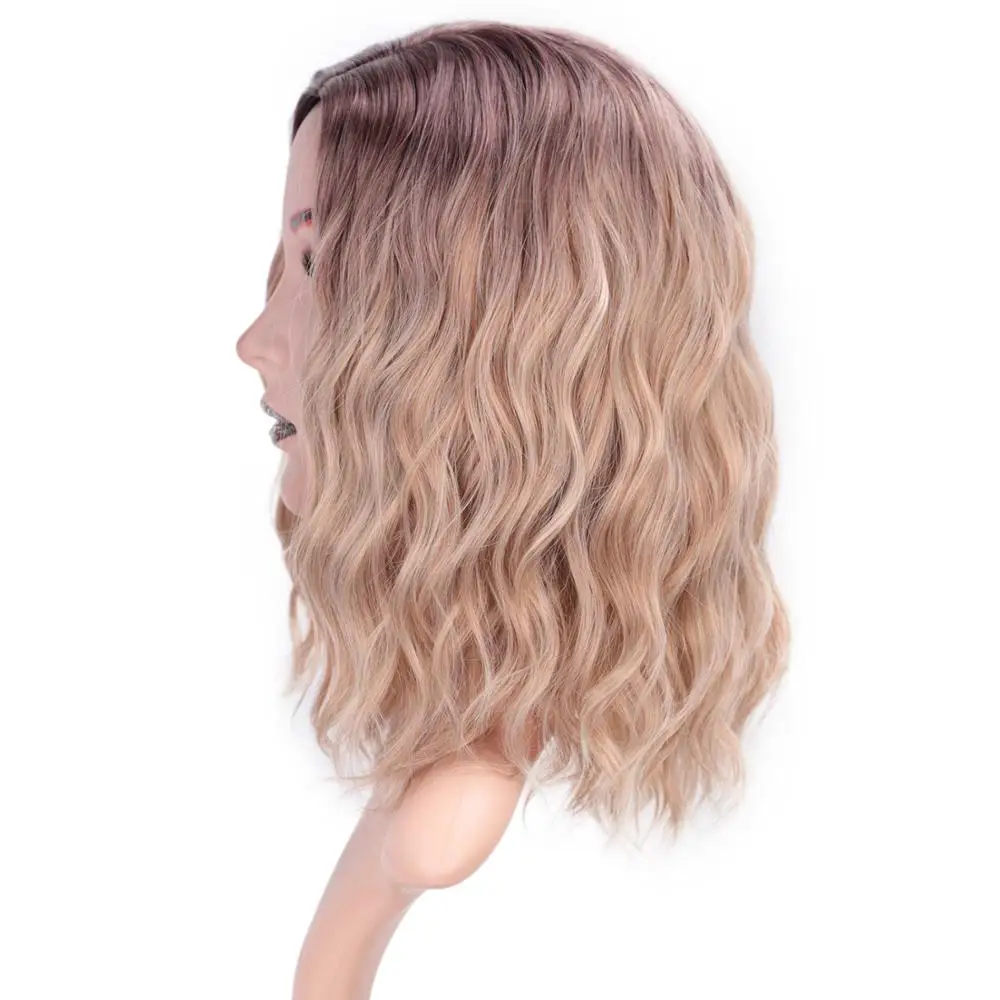 I's a wig 14 ''Ombre Фиолетовый синтетические парики для черных/белых женщин короткая волна воды розовый/Блонд/серый волос можно косплей боб парик - Цвет: R6-60-30