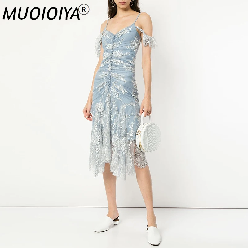 

Runway Dress 2021 New Arrival Women Summer Luxury Designer High Quality Elegant Sexy Slim Bodycon Ruffle Lace Party Vestidos