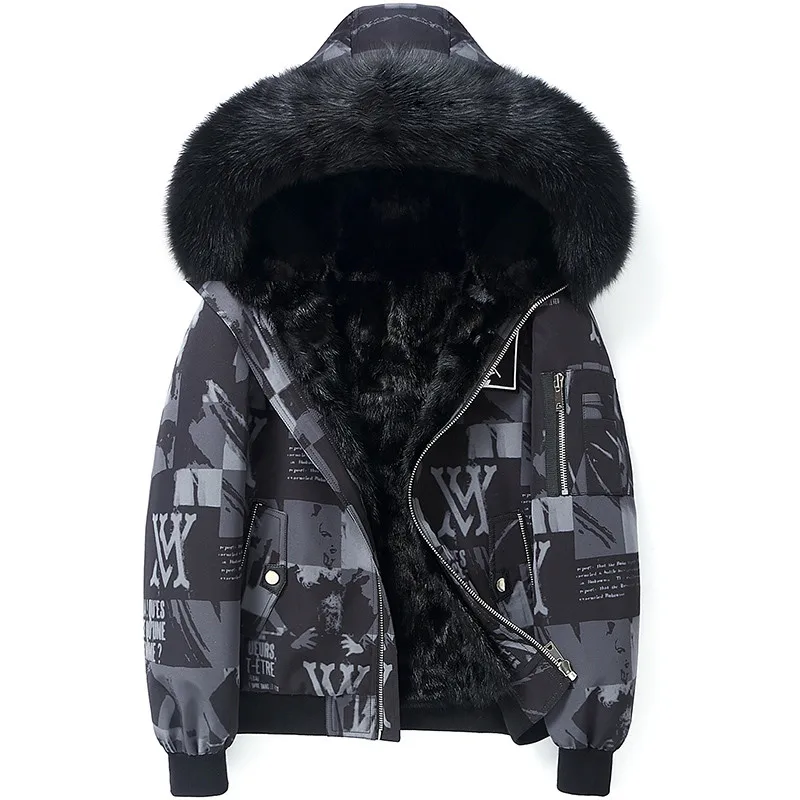 

Jacket Real Coat Winter Natural Mink Liner Parka Men Fox Fur Collar Warm Parkas Plus Size 6xl Chaqueta Hombre MY2252