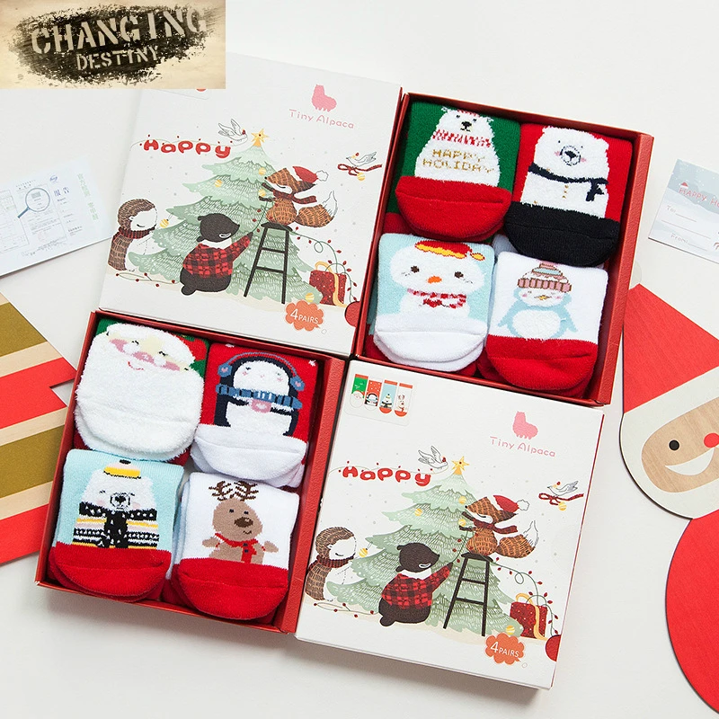 4 предмета От 1 до 7 лет рождественские милые детские хлопковые носки с героями