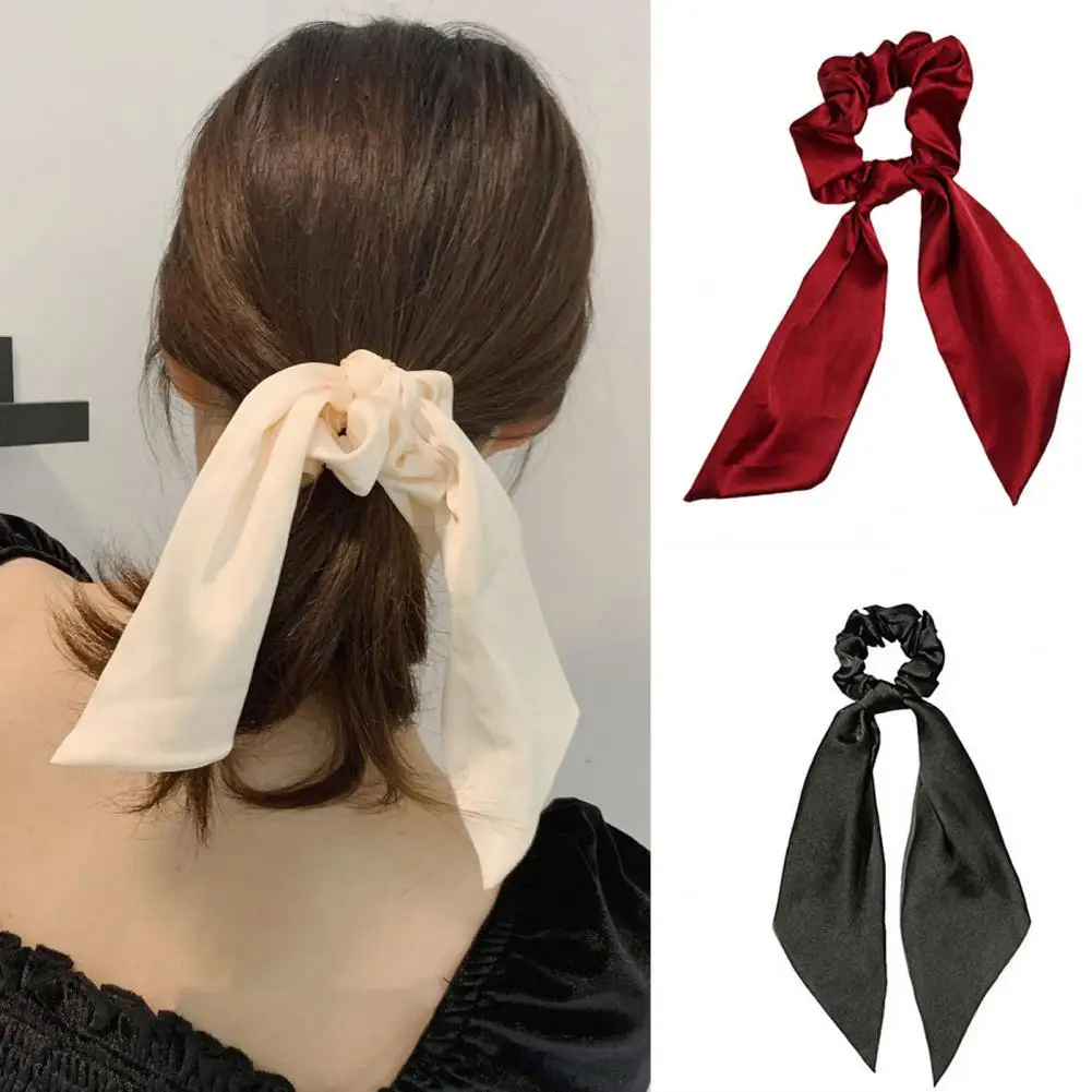 

Модная лента Echo-beauty, гладкая атласная эластичная однотонная повязка для волос, резинка для волос для повседневной носки