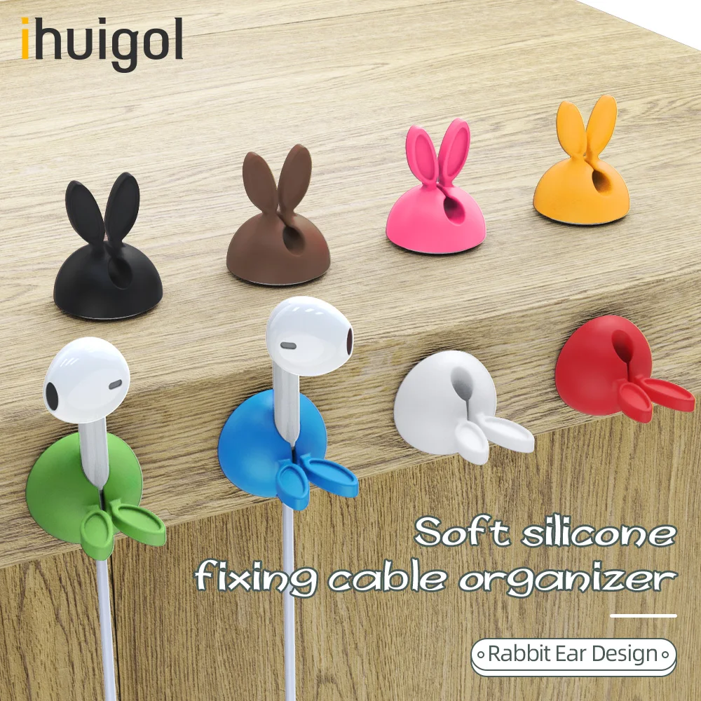 

ihuigol Cute Cable Holder Clip Storage Silicone Cable Organizer Wire Winder for Mouse Earphone Cord Desk Management Accessory