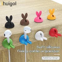 ihuigol cute cable holder clip storage silicone cable organizer wire winder for mouse earphone cord desk management accessory