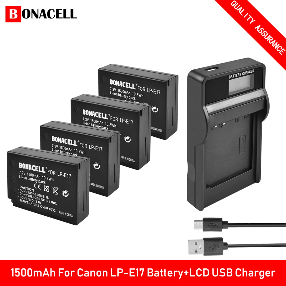 Батарейка для фотоаппарата bonacell 1500 мАч с ЖК-дисплеем и USB-зарядкой Canon EOS M3 M5 M6 750D 760D
