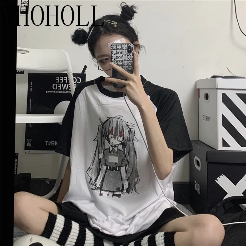 

Women Casual Tshirt White Cartoon Funny Girl Printed Streetwear Female Tops Tee Short Sleeve Fashion T Shirt Hip Hop Clothes