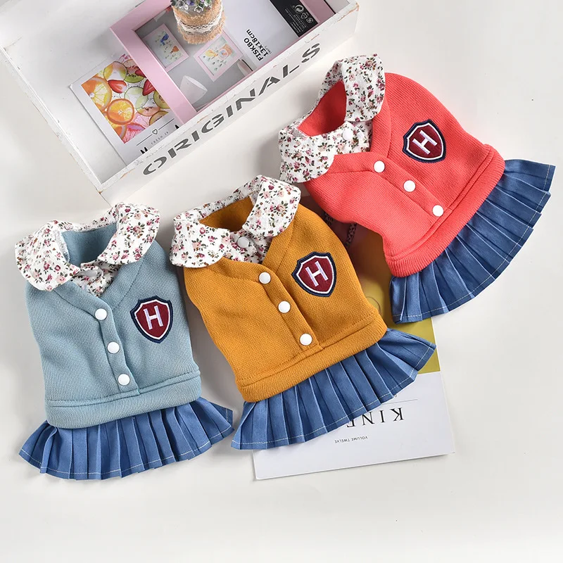 Фальшивая Одежда для собак из двух предметов на осень и зиму новая