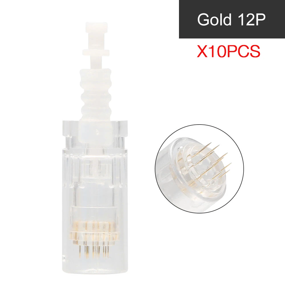 10PCS Gold 12Pin Dr. pen A6 аккумуляторные беспроводные Антивозрастные инструменты для ухода за кожей лица - Цвет: 10PCS Gold 12Pin