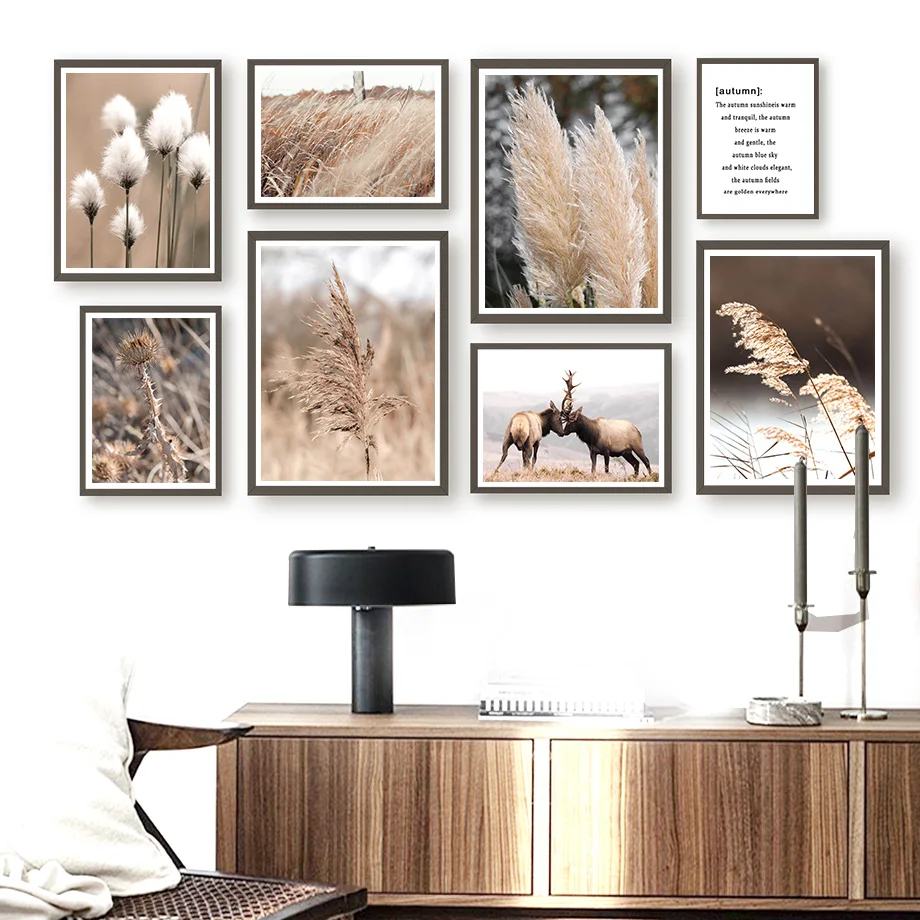 

Elk Reed Dead Grass Plant Autumn Nature Wall Art Canvas Painting Nordic Posters And Prints Wall Pictures For Living Room Decor