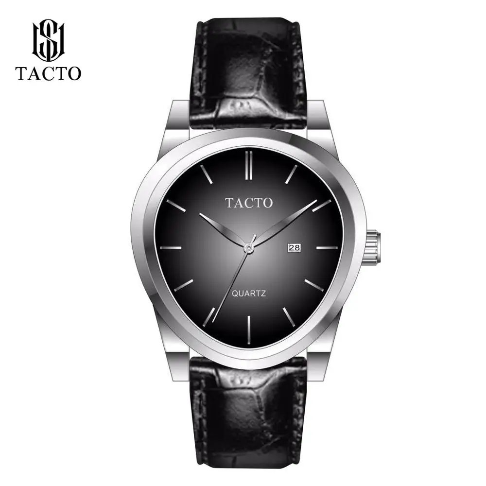 

Tacto Top Brand Luxury Mens Watch Sport Dress Watches Man Steel Quartz Watch Genuine Leather Strap Waterproof Relogio Masculino