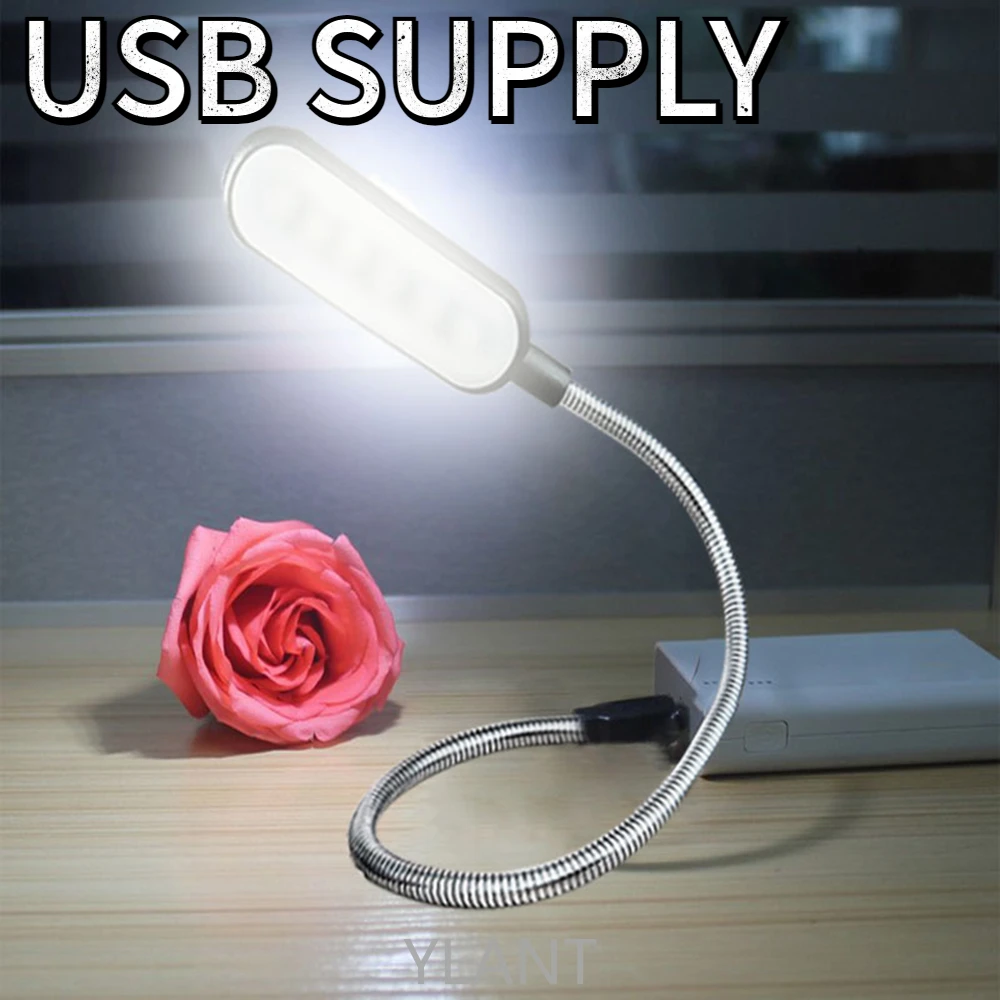 

USB 360 градусов постоянного тока 5 В Гибкая регулируемая настольная лампа 6 светодиосветодиодный s лампы для чтения книг ночник для ноутбука П...