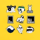 Заколки в виде кролика Инь Янь рыба Призрак череп значки Броши для женщин Забавный Милый кофейник лацкан Эмаль заколка одежда сумка Ювелирные изделия Подарки