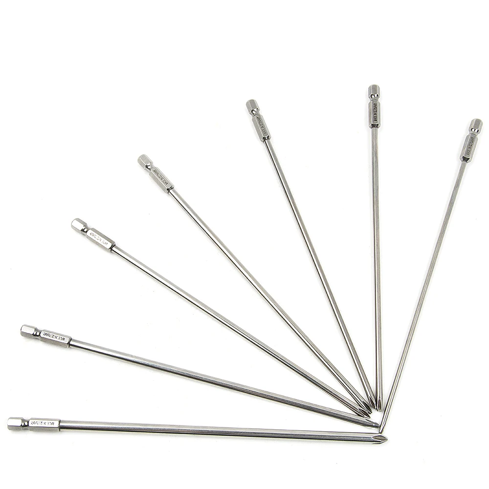 

7pcs Screwdriver Bits 200mm Long Magnetic Cross Screwdriver Bit S2 Steel Phillips Head Drill Bits