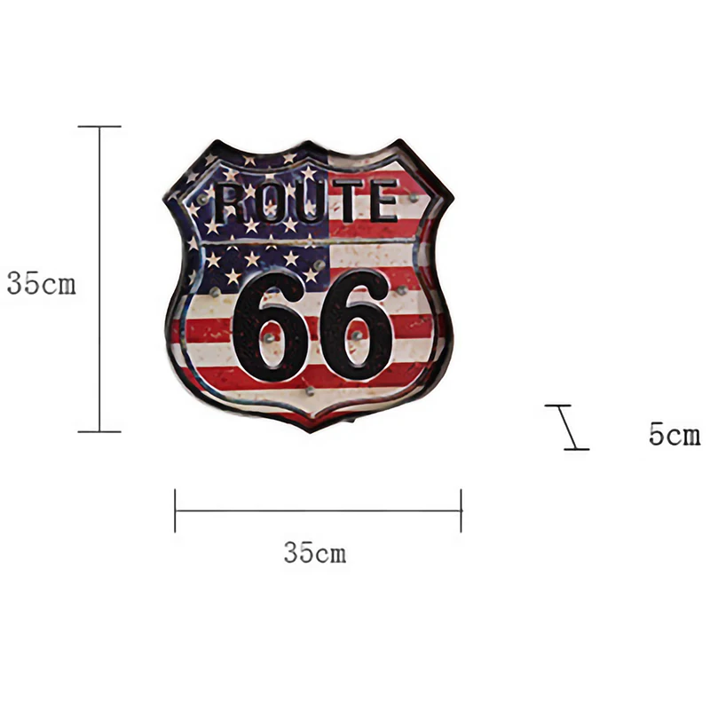 Светодиодные винтажные вывески Route 66 украшение для паба бара металлическая