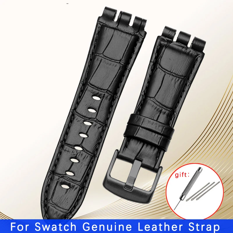 for swatch watchband 23mm New High Quality Mens Soft Waterproof Genuine leather Watchband Straps Black brown cowhide bracelet