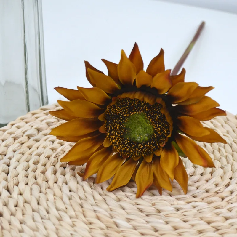 

10Pcs Single Branch Sunflower Silk Flowers Home Decoration Wedding Background Photography Props Floral Fake Flowers Bouquet