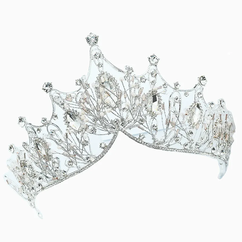 

Vintage Baroque Wedding Tiara Bridal Atmospheric Crystal Alloy Crown