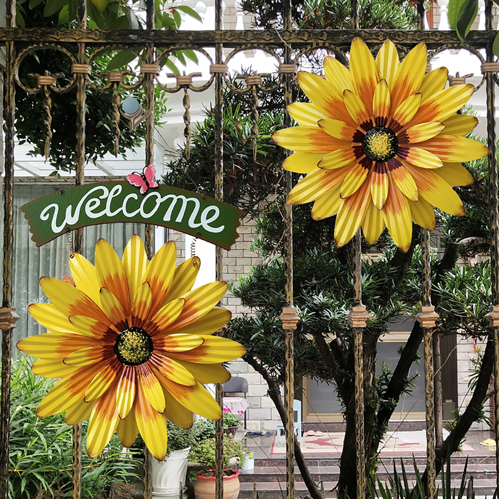 Искусственная ромашка металлическим цветочным орнаментом подсолнечника