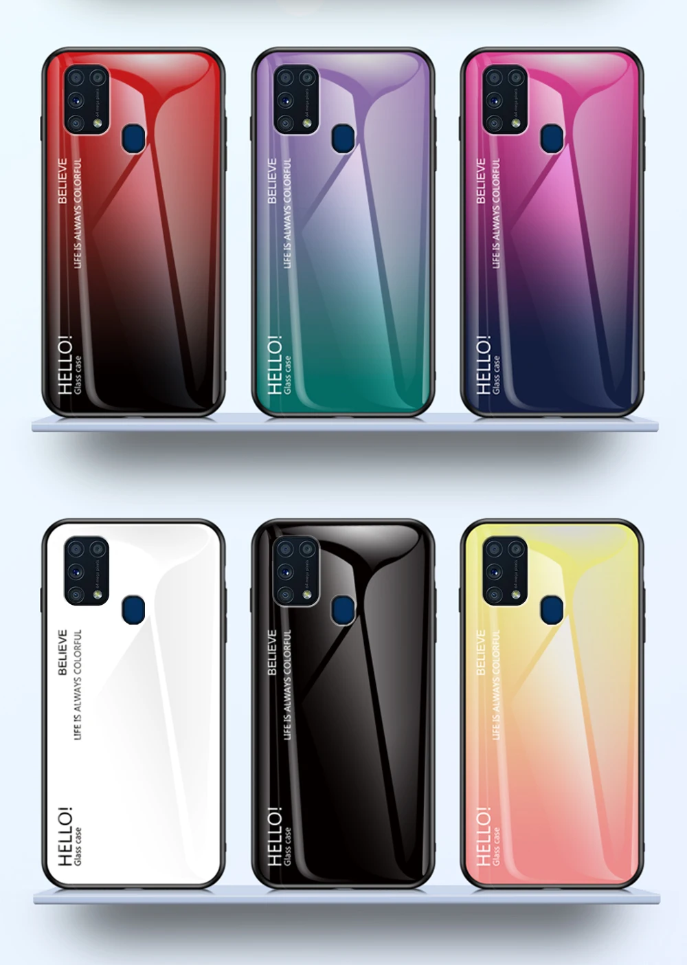 Чехол Tigenkey для Samsung Galaxy M31 чехол из закаленного стекла с градиентом | Мобильные