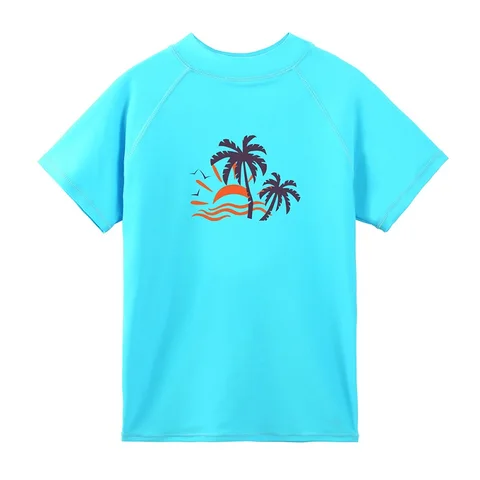 BAOHULU От 3 до 13 лет детский купальник для девочек UPF 50 + защита от солнца с коротким рукавом с принтом рашгарды Детская летняя рубашка для плавания для девочек