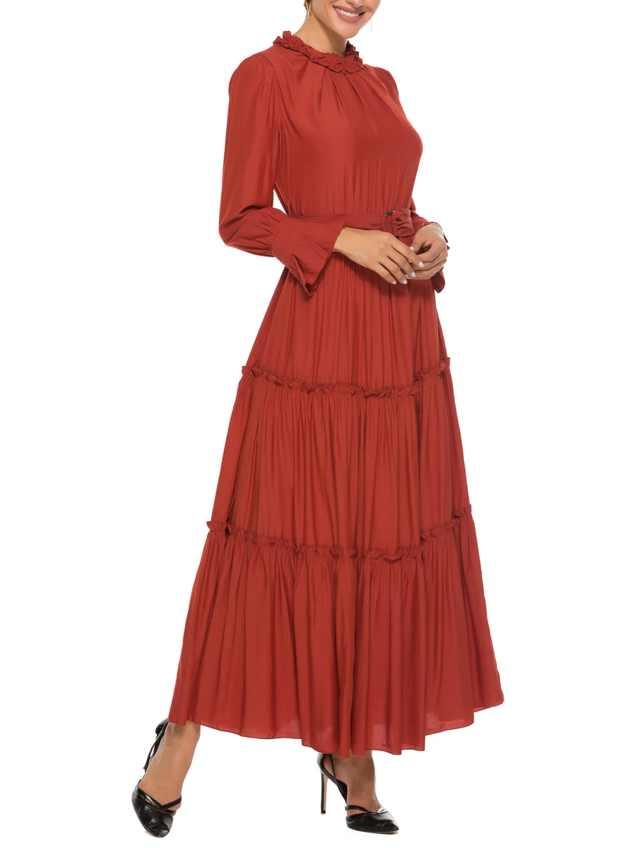 

Women's Kaftan Dress Flare Sleeve Patchwork Long Sleeve Maxi Dress DR611