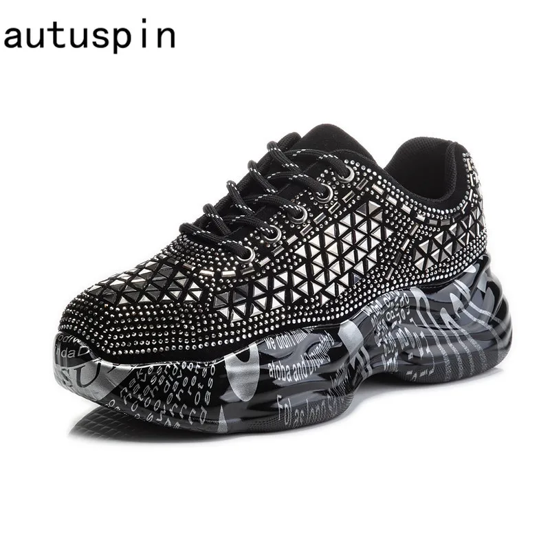 

Autuspin Black Sneaker for Women Summer Genuine Leather Platform Basic Vulcanized Shoes Woman Fashion Round Toe Sports Sneakers