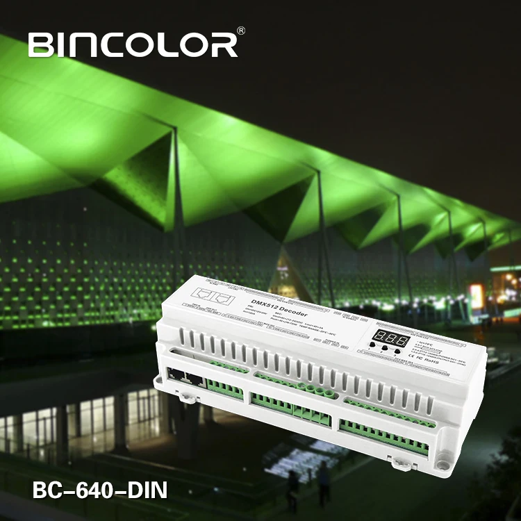 BC-640-DIN din-рейку 40CH каналов DMX512 постоянное напряжение светодиодный декодер DC12V-DC24V