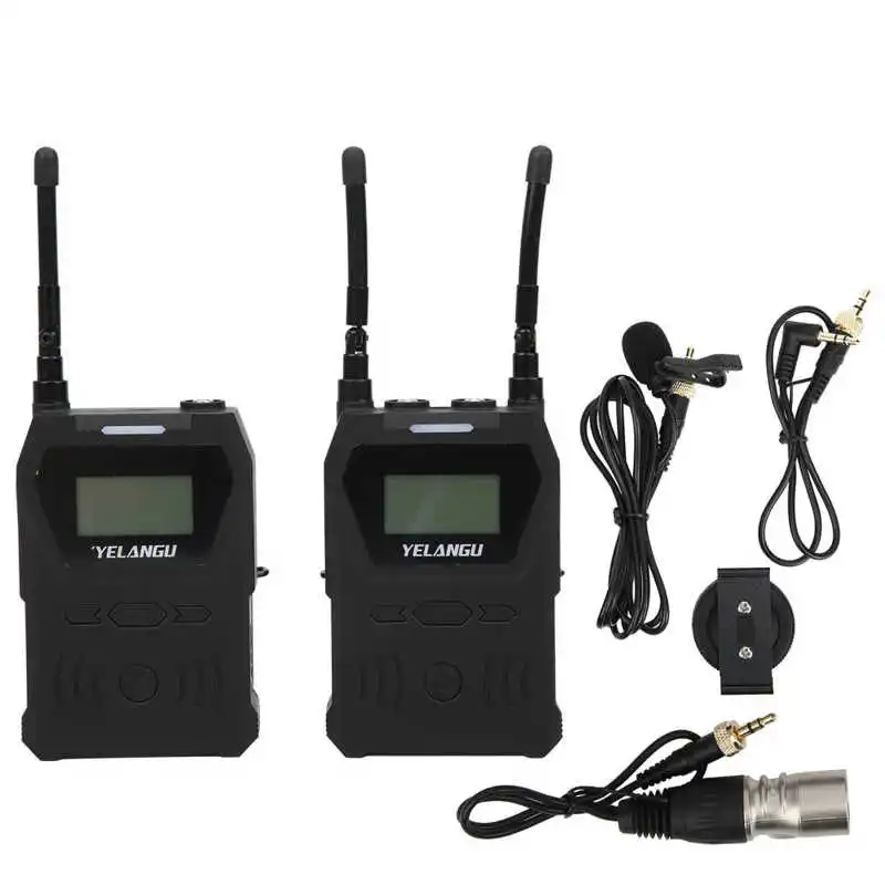 

YELANGU UHF Dual Channel Wireless Lavalier One for One Microphone for Interview Shooting studio microphone Lavalier Microphone