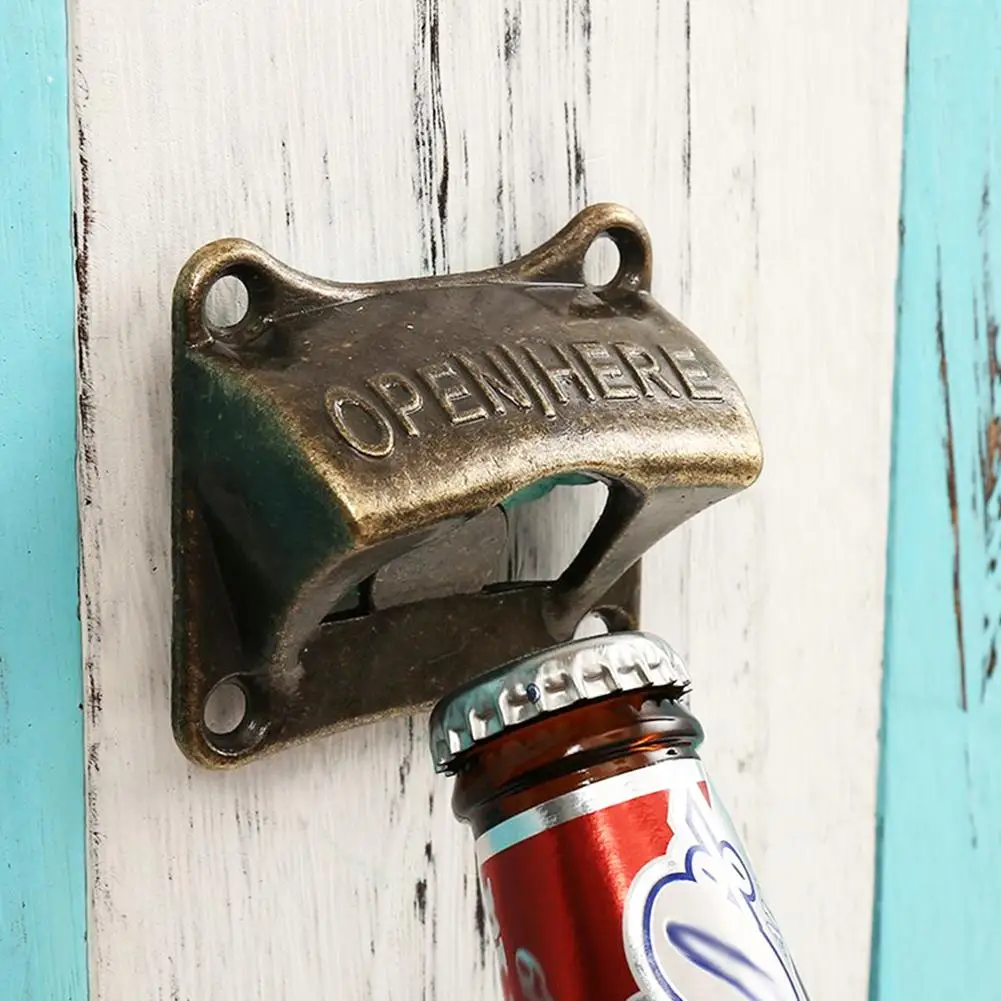 

Vintage Bronze can bier opener creativity Vintage Wall Bottle Opener Wall Mounted Bar Beer Glass Bottle Cap Opener Home Decor