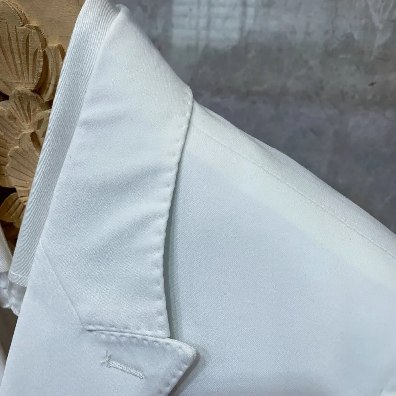 

Runway Designer Mens White Belted Blazer Two Piece Sets Slim Fit Double Breasted Colors Mixed Slim Fit Wedding Party Dress Suit