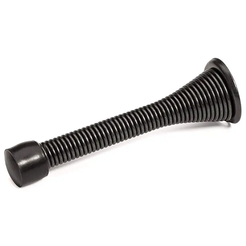 12 Pack Satin Nickel Door Stoppers - 3⅛ inch Flexible Heavy Duty RustProof Screw-In Stainless Steel Spring Stops with White Rubb |
