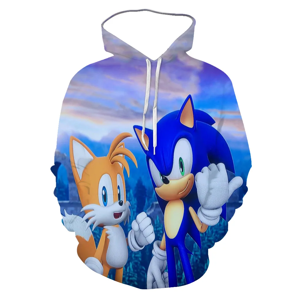 

2031 Spring And Autumn 3D Ultrasonic Blue Men's Cartoon Hoodie Comfortable Parent-Child Pullover Winter Youth Street Sweatshirt