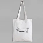 Сумка-тоут Picasso Line арт-сумка с рисунком собаки таксы, Холщовая Сумка-тоут ручной работы, Женская многоразовая сумка, милая сумка