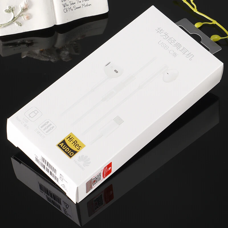 earphone with box Huawei type C наушники USB-C наушник с микрофоном Регулятор громкости гарнитуры для Honor 20 Pro 20S Magic2 mate 10Pro 20 20Pro P20 P30 Pro - Цвет: earphone with box