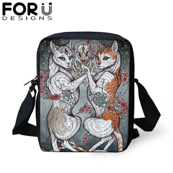 FORUDESIGNS/сумка-мессенджер с мультяшным готическим котом для девочки-подростка, новинка, сумка на плечо для женщин и детей, мини-сумка через плечо, кошелек - Цвет: CDGX1422E